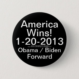 Amerika wint! 1-20-2013 Obama/Biden Forward Ronde Button 5,7 Cm