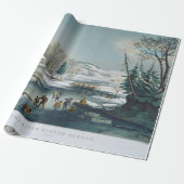 AMERIKA WINTER Vintage Kerst Wrapping Papier (Uitgerold)