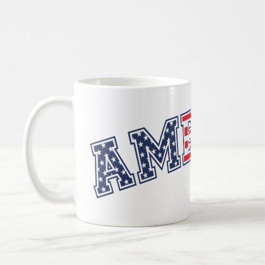 Amerika wit rood blauw koffiemok (Links)