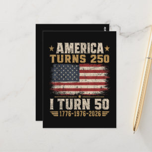 Amerika wordt 250 ik word 50 briefkaart