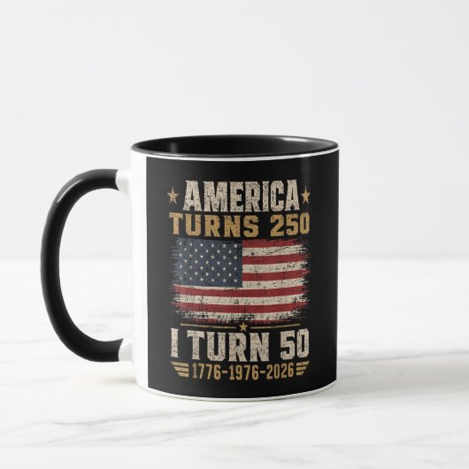 Amerika wordt 250 ik word 50 mok (Links)