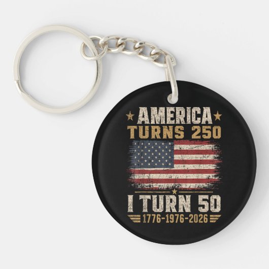 Amerika wordt 250 ik word 50 sleutelhanger (Voorkant)