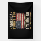 Amerika wordt 250 ik word 50 spandoek (Verticaal)