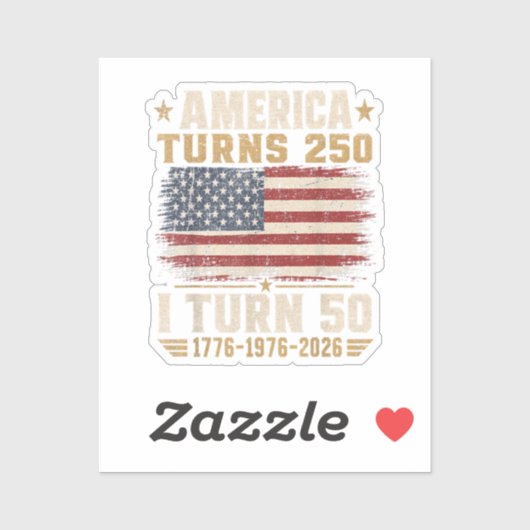 Amerika wordt 250 ik word 50 sticker (Vel)
