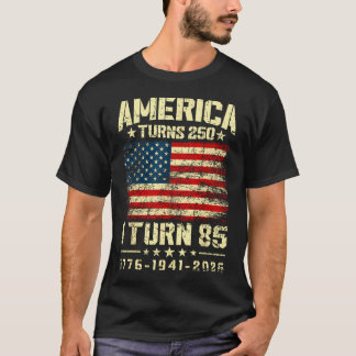Amerika wordt 250, ik word 85 - 250ste verjaardag t-shirt