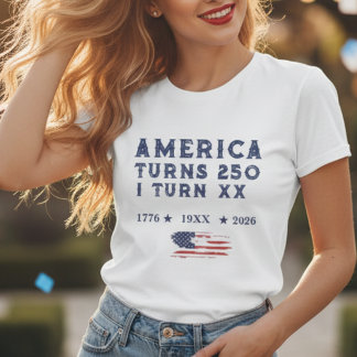 Amerika wordt 250, ik word, aangepaste vintage dam t-shirt
