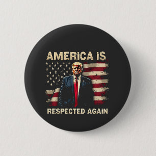 Amerika wordt weer gerespecteerd Trump USA 4 juli Ronde Button 5,7 Cm