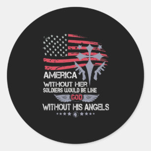 Amerika zonder haar soldaten ronde sticker