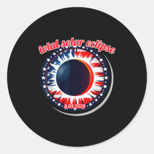Amerika zonsverduistering texas 4.8.24 totale zons ronde sticker