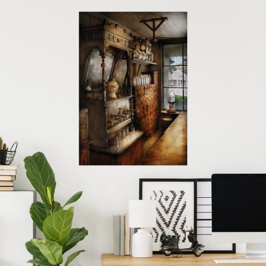 Amerikaan - Draai van de eeuwse soda fontein Poster (Thuiskantoor)