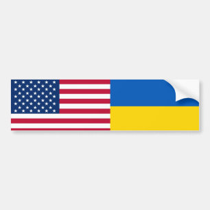 Amerikaan Ik sta achter Oekraïne. Vlaggen van de V Bumpersticker