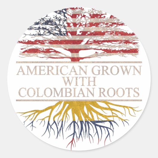 Amerikaan met colombiaanse wortels ronde sticker (Voorkant)