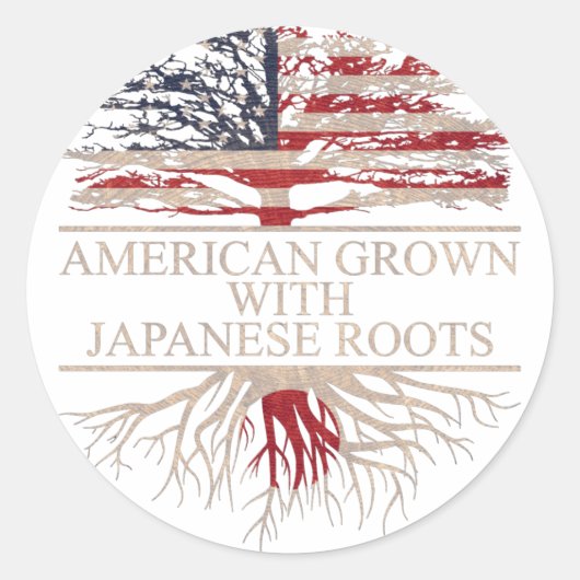 Amerikaan met japanse wortels ronde sticker (Voorkant)
