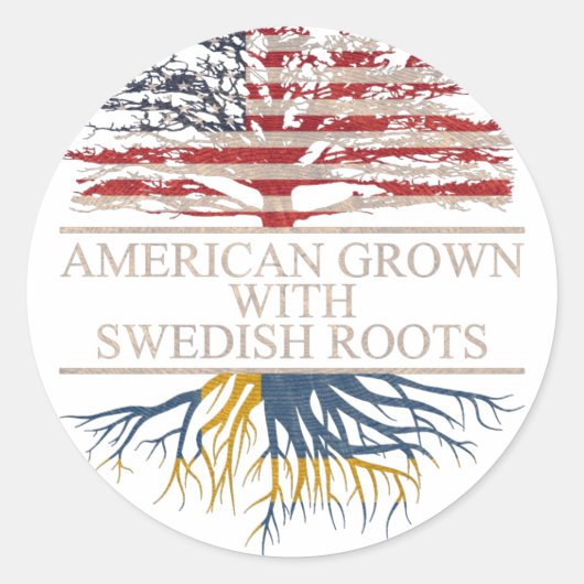 Amerikaan met zweedse wortels ronde sticker (Voorkant)