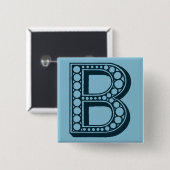  Amerikaan, siermonogram B Vierkante Button 5,1 Cm (Voorkant /achterkant)