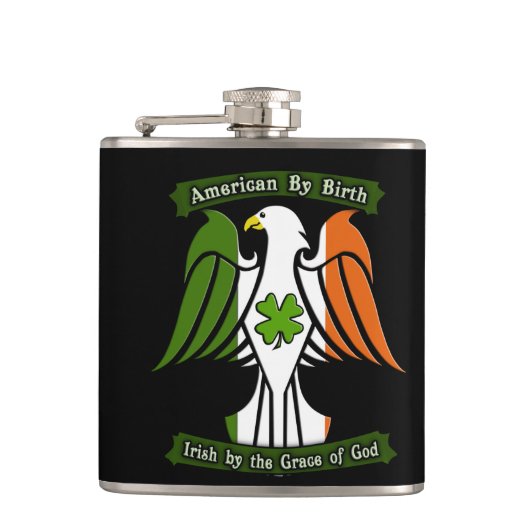 Amerikaan van Birth, Iers van de Grace of God Eagl Heupfles (Voorkant)