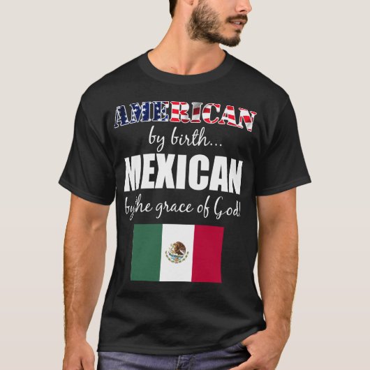 Amerikaan van Birth Mexican van Grace US Flag. T-shirt (Voorkant)