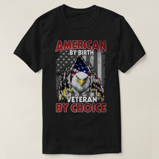 Amerikaan van Birth Veteran door Choice Eagle Amer T-shirt (Design voorkant)
