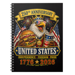 Amerikaans 1776 2026 250ste 4 juli Onafhankelijkhe Notitieboek