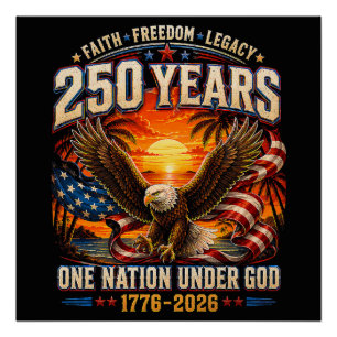 Amerikaans 1776 2026 250ste 4 juli Onafhankelijkhe Perfect Poster
