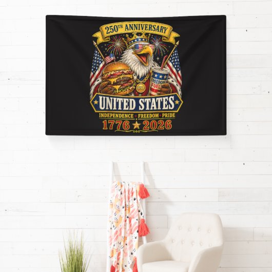 Amerikaans 1776 2026 250ste 4 juli Onafhankelijkhe Spandoek (Insitu)