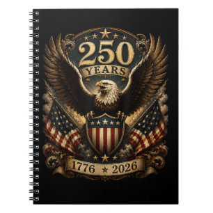 Amerikaans 1776 2026 250ste 4de Juli Patriottische Notitieboek