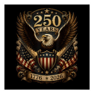 Amerikaans 1776 2026 250ste 4de Juli Patriottische Perfect Poster