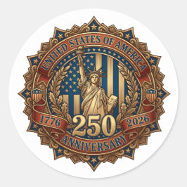 Amerikaans 250e Verjaardagsembleem ter ere van de  Ronde Sticker