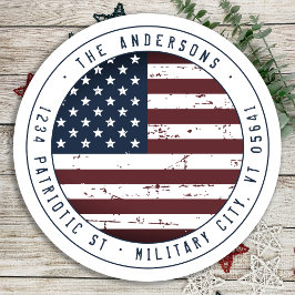 Amerikaans adres voor militaire patriottische teru ronde sticker