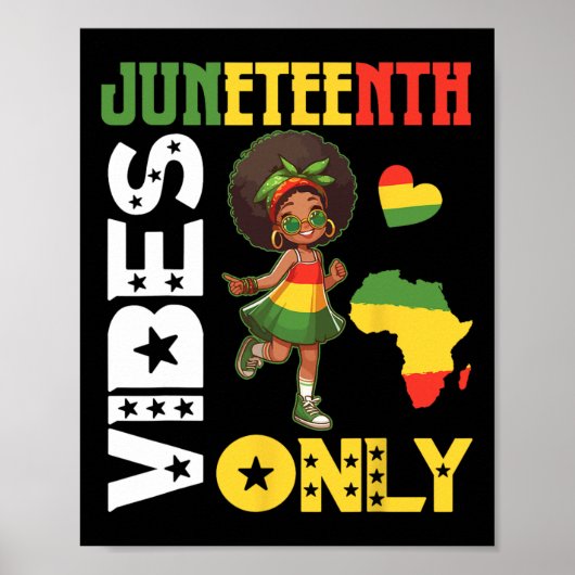 Amerikaans Afrikaans meisje dat Juneteenth-vibes d Poster (Voorkant)