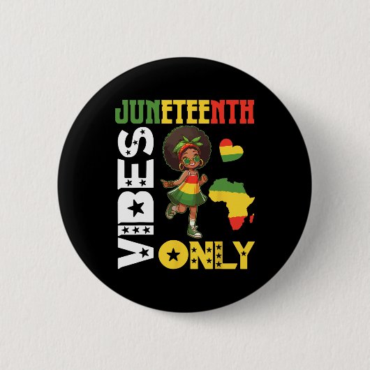 Amerikaans Afrikaans meisje dat Juneteenth-vibes d Ronde Button 5,7 Cm (Voorkant)