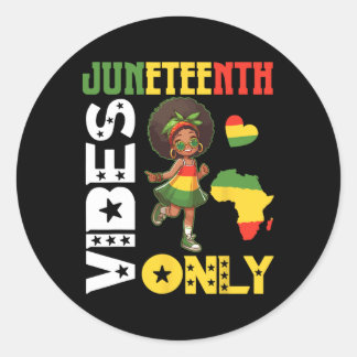 Amerikaans Afrikaans meisje dat Juneteenth-vibes d Ronde Sticker