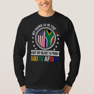 Amerikaans Afrikaans Vlag Hart Zuid-Afrika Amerika T-shirt