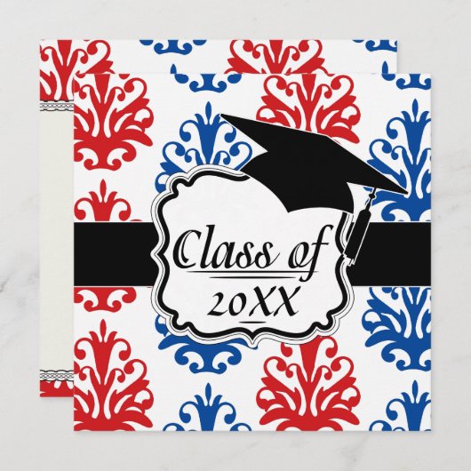 amerikaans afstuderen van rode witte en blauwe dem kaart (Voorkant / Achterkant)