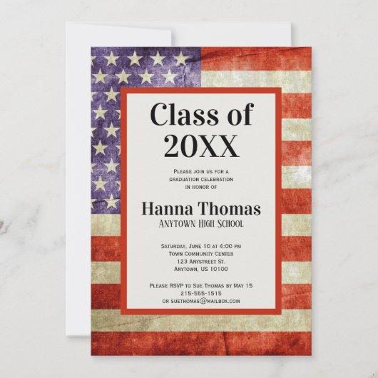 Amerikaans Afstuderen voor militair patriottisch v Kaart (Voorkant)