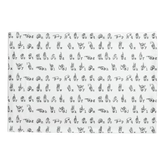 Amerikaans alfabet voor gebarentaal in zwart-wit kussensloop (Achterkant)