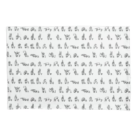 Amerikaans alfabet voor gebarentaal in zwart-wit kussensloop (Voorkant)