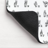 Amerikaans alfabet voor gebarentaal in zwart-wit muismat (Hoek)