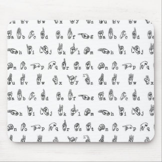 Amerikaans alfabet voor gebarentaal in zwart-wit muismat