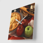 Amerikaans als Apple Pie Vierkante Klok (Hoek)