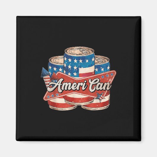 Amerikaans Ameri Kan 4 juli Retro Usa Bier Patr Magneet (Voorkant)