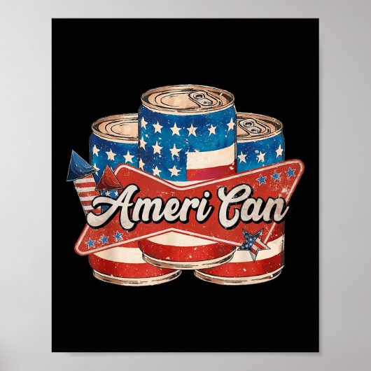 Amerikaans Ameri Kan 4 juli Retro Usa Bier Patriot Poster (Voorkant)