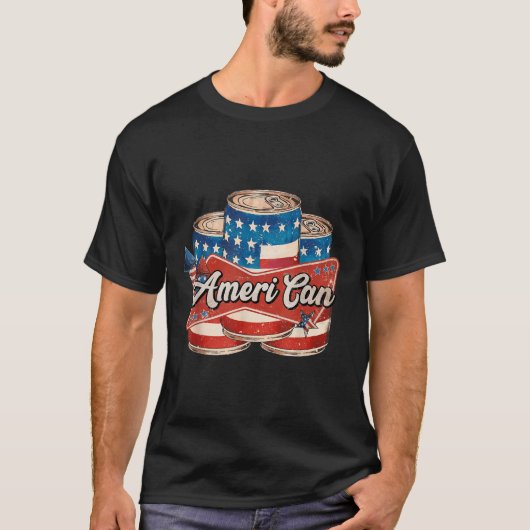 Amerikaans Ameri Kan 4 juli Retro Usa Bier Patriot T-shirt (Voorkant)
