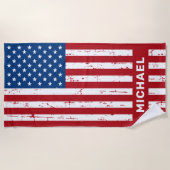 Amerikaans Amerikaans Vlag Rood Blauw Speciaal Pat Strandlaken (Voorkant)