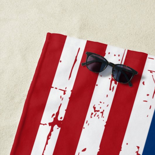 Amerikaans Amerikaans Vlag Rood Blauw Speciaal Pat Strandlaken (In situ)