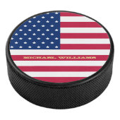 Amerikaans Amerikaans vlaggemonogramme Naam Patrio Hockey Puck (3/4)