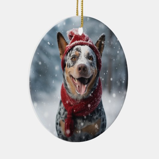 Amerikaans Australisch vee hond Keepsake Kerstmis Keramisch Ornament (Rechts)