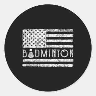 Amerikaans Badminton Usa Vlag Shuttle Grappige Pat Ronde Sticker