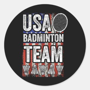 Amerikaans Badmintonteam Amerikaanse Vlag Grappig Ronde Sticker