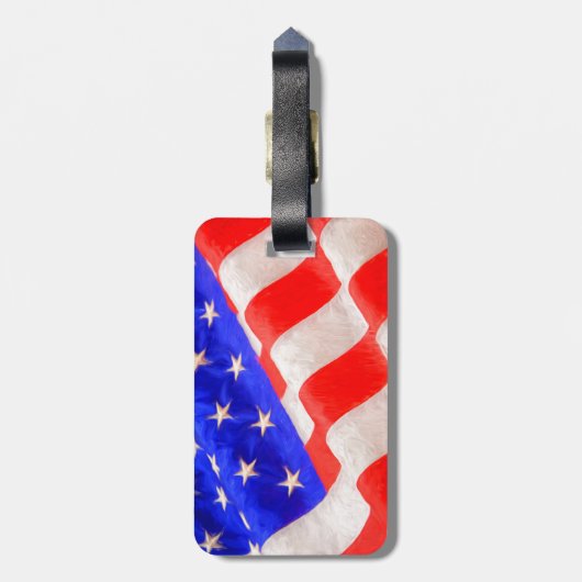 Amerikaans Bagagelabel met leder (Achterkant verticaal)